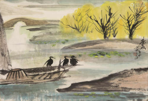 1900～1991 林风眠 归渔图 镜框 纸本设色