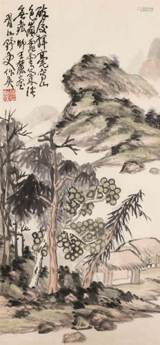 1839～1911 蒲华 山水 立轴 纸本设色