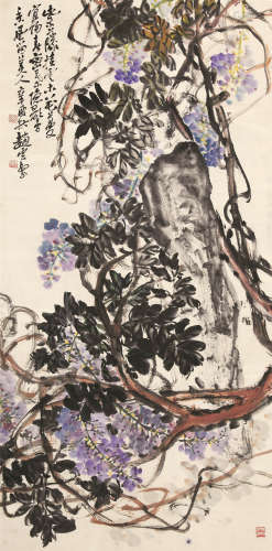1874～1955 赵云壑 紫藤 立轴 纸本设色