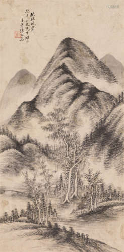 1811～1897 张之万 秋林晚翠 立轴 纸本水墨