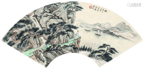 1893～1966 溥伒 山水扇面 镜心 纸本设色