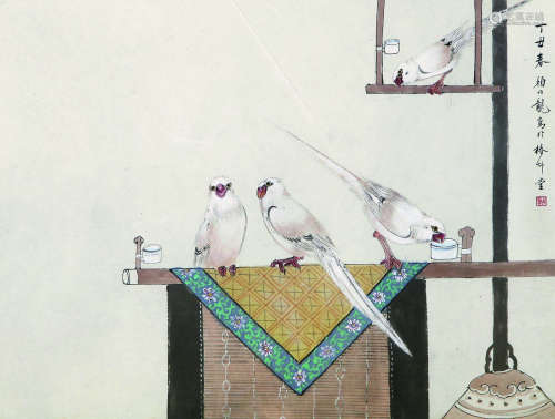1898～1955 颜伯龙 花鸟 镜框 纸本设色