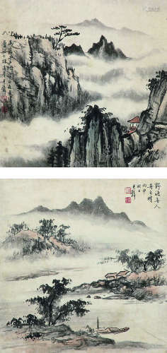 1898～1991 黄君壁 山水二帧 立轴 纸本设色