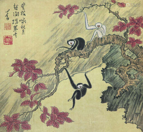 1896～1963 溥儒 三猿图 镜心 绢本设色