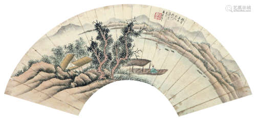 1760～1834 朱鹤年 山水扇面 镜心 纸本设色