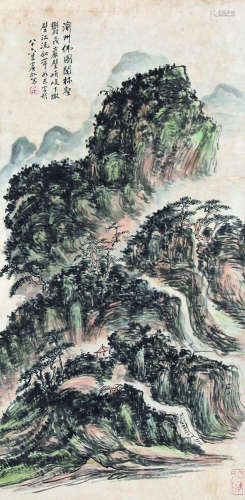 1865～1955 黄宾虹 山水 立轴 纸本设色