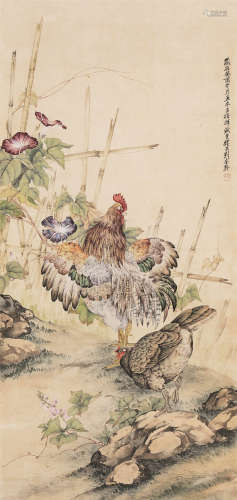 1885～1967 刘奎龄 双吉 立轴 纸本设色