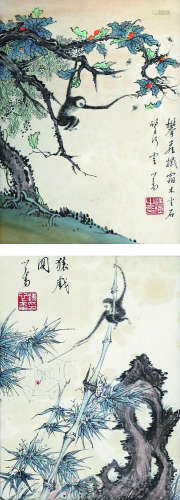 1896～1963 溥儒 封侯图 镜框 纸本设色