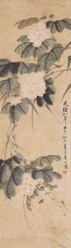 1826～1900 朱梦庐 花卉 立轴 纸本设色