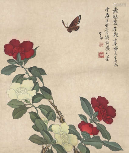 1896～1963 溥儒 蝶恋花 立轴 绢本设色