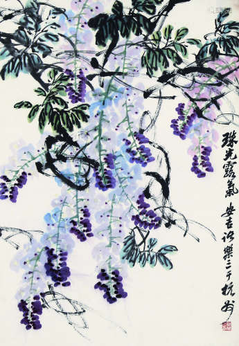 1902～1984 诸乐三 紫藤 立轴 纸本设色