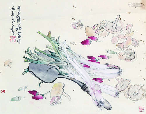 1911～2005 郑乃珖 蔬果图 立轴 纸本设色