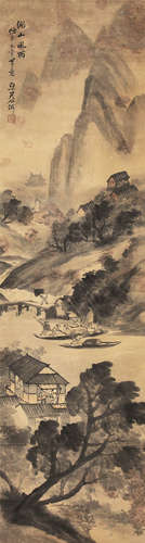 1845～1916 吴石仙 江月山风雨 立轴 纸本设色