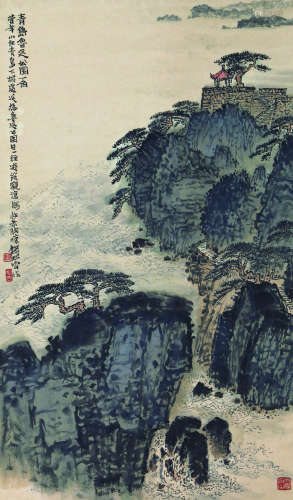 1899～1985 钱松嵒 山水 立轴 纸本设色