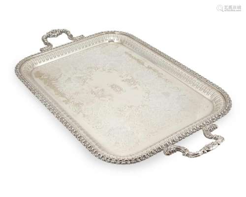 An English silver-plated butler`s tray