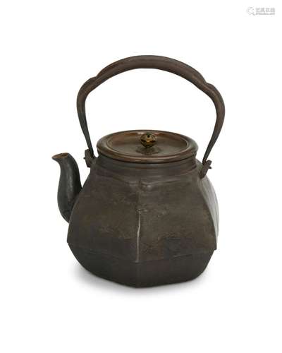 A Japanese cast iron Tetsubin tea kettle