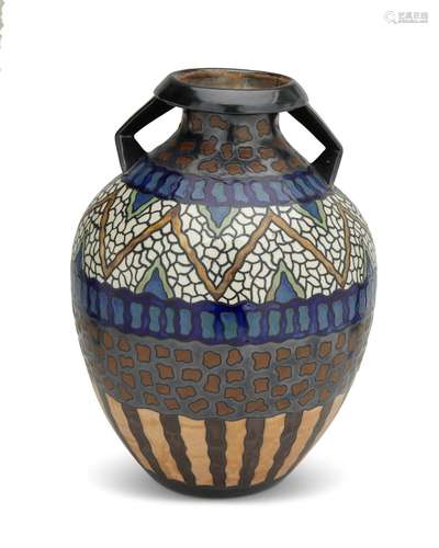 A French Quimper "Odetta" faience pottery vase