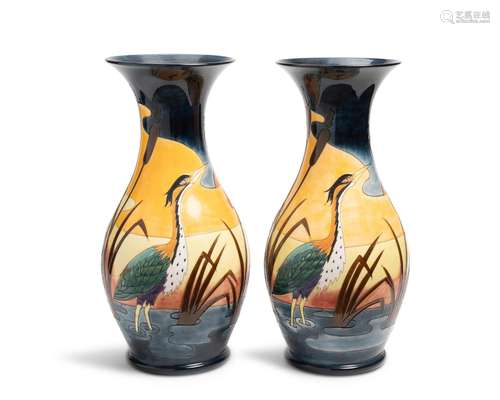 A pair of large Moorcroft pottery urns