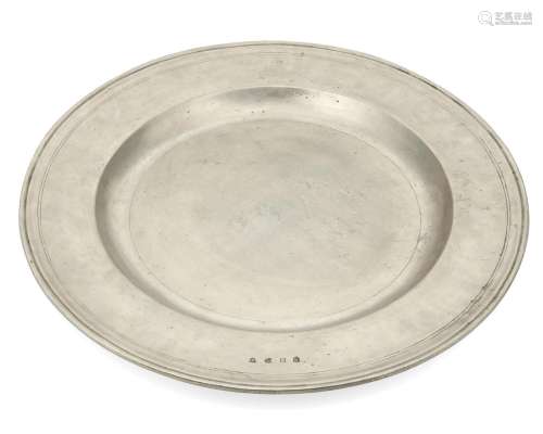 A Match "Scribed Rim" Italian pewter charger