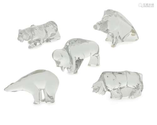 A group of Baccarat crystal animal figures