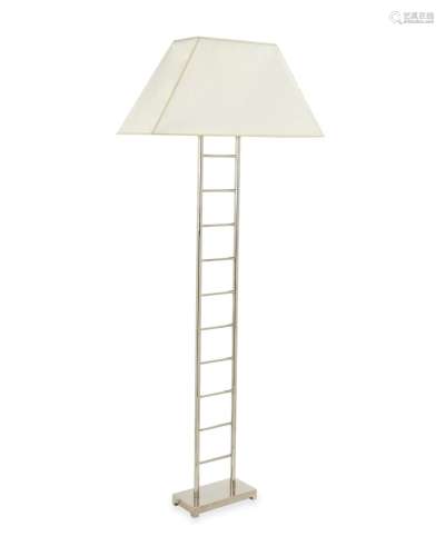 A contemporary chrome laddered floor lamp