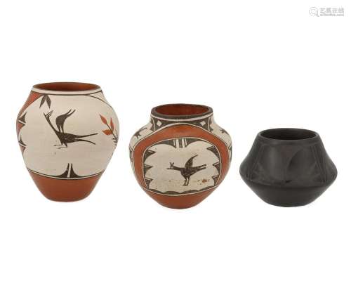 Three Native American Puebloan pottery vessels