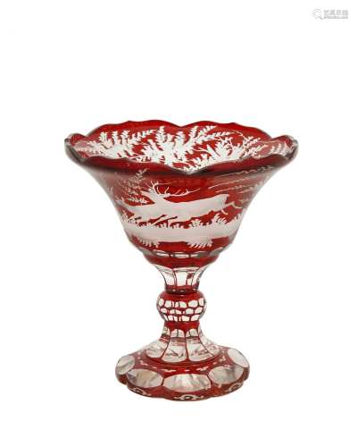 A Bohemian cut-glass vase