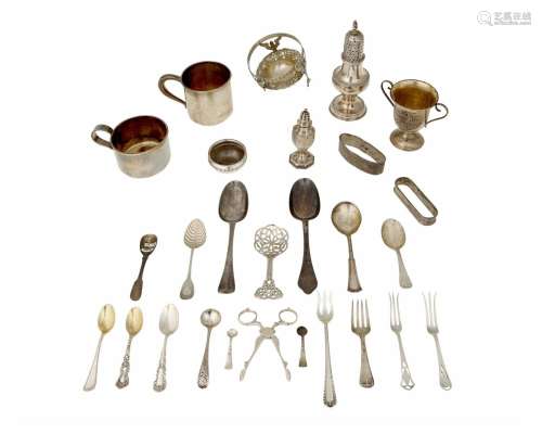 A group of sterling silver holloware and flatware