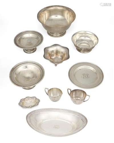 A group of sterling silver holloware