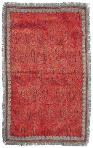 An Indian paisley textile with silver thread
