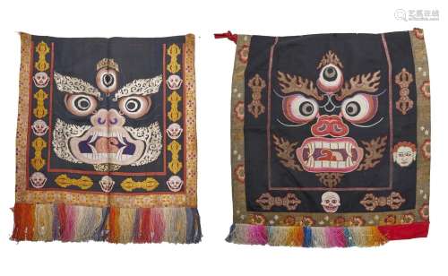 Two Tibetan silk embroidered door curtains