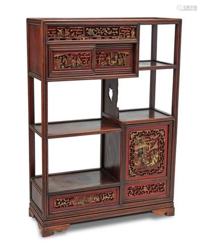 A Chinese carved hardwood cabinet