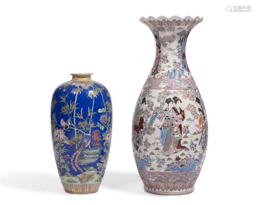 A pair of large Japanese ceramic vases