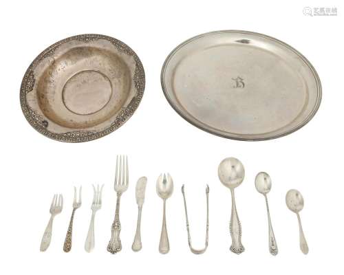 A group of sterling silver holloware and flatware
