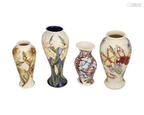 A group of Moorcroft pottery vases