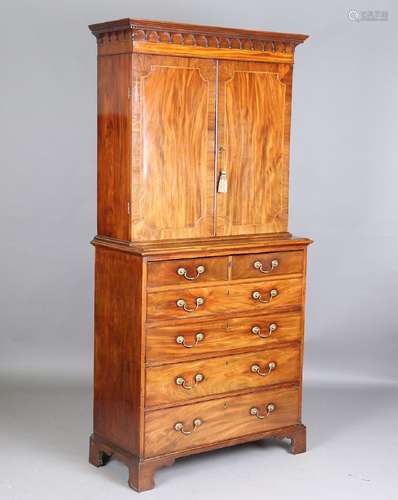 A George III mahogany secrétaire bookcase, the associated to...