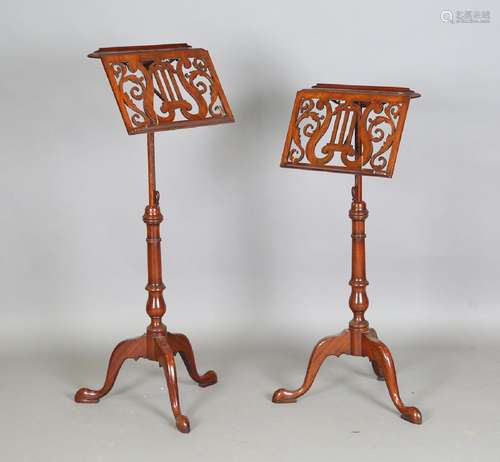 A pair of modern Victorian style hardwood music stands, the ...