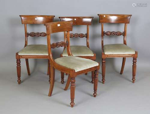 A set of four early Victorian mahogany bar back dining chair...