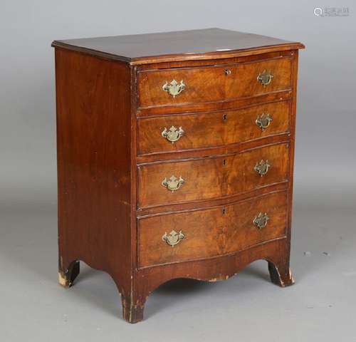 A 20th century George III style walnut chest of oak-lined dr...