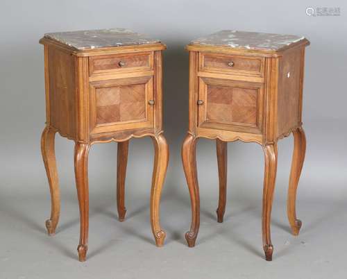 A pair of early 20th century French walnut bedside cabinets ...