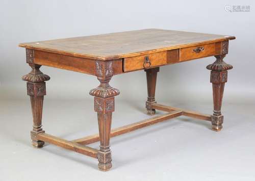 A late 18th century French walnut serving table, fitted with...