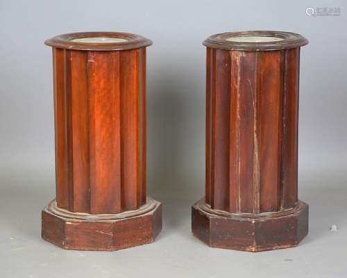 A near pair of Victorian mahogany 'pillar box' bedside cabin...