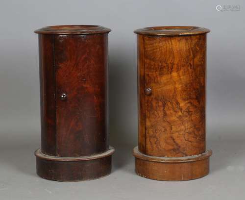 Two similar Victorian cylindrical 'pillar box' bedside cabin...