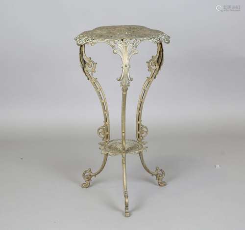 A late Victorian cast brass jardinière stand, the pierced fl...