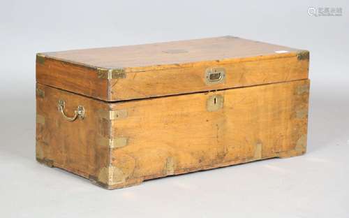 A 19th century camphor and brass bound campaign style trunk ...