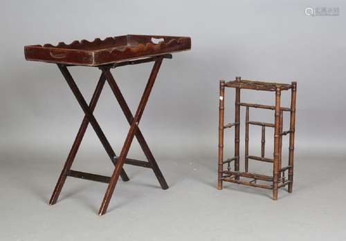 A 19th century mahogany butler's tray with pierced handles, ...