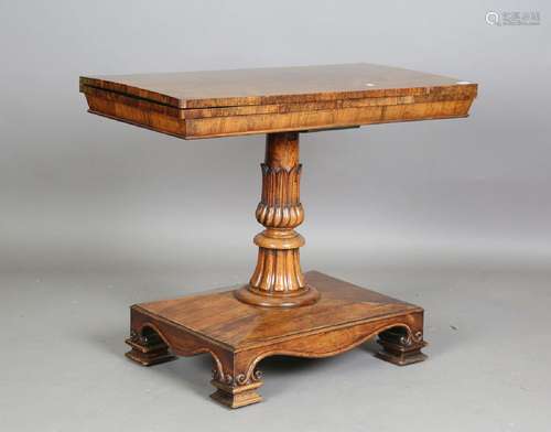 An unusual Regency rosewood fold-over card table, in the man...