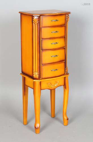 A modern French style jewellery cabinet, raised on shaped le...