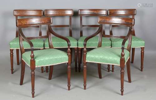 A set of six Regency and later mahogany bar back dining chai...