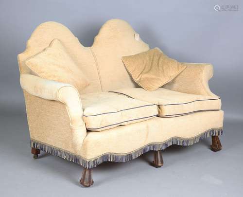 A 20th century Queen Anne style double-arch back two-seat se...